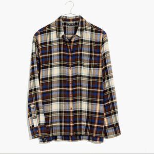Madewell - Ex-Boyfriend Plaid Flannel Shirt NB598 | Small | Blue Tartan Plaid